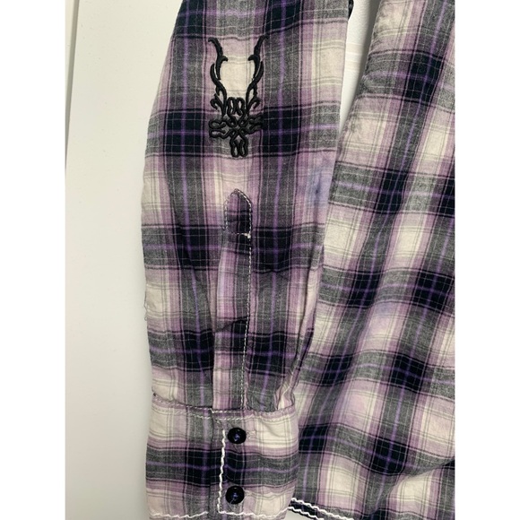 Roar Purple Plaid Button-Down Shirt - Picture 6 of 8